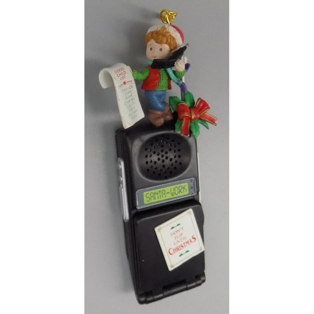 Enesco Santa's On The Line Flip Phone Ornament Cellphone Christmas 1996 Vintage